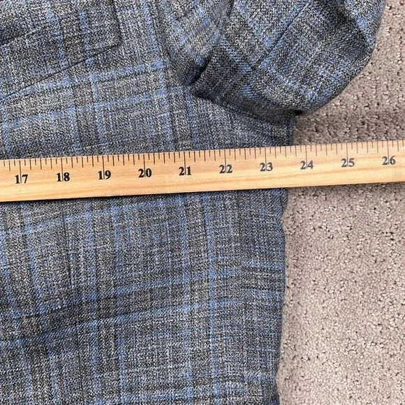 Joseph Abboud Blazer Mens 46R Gray Blue Plaid Heritage E Thomas Luxury Jacket